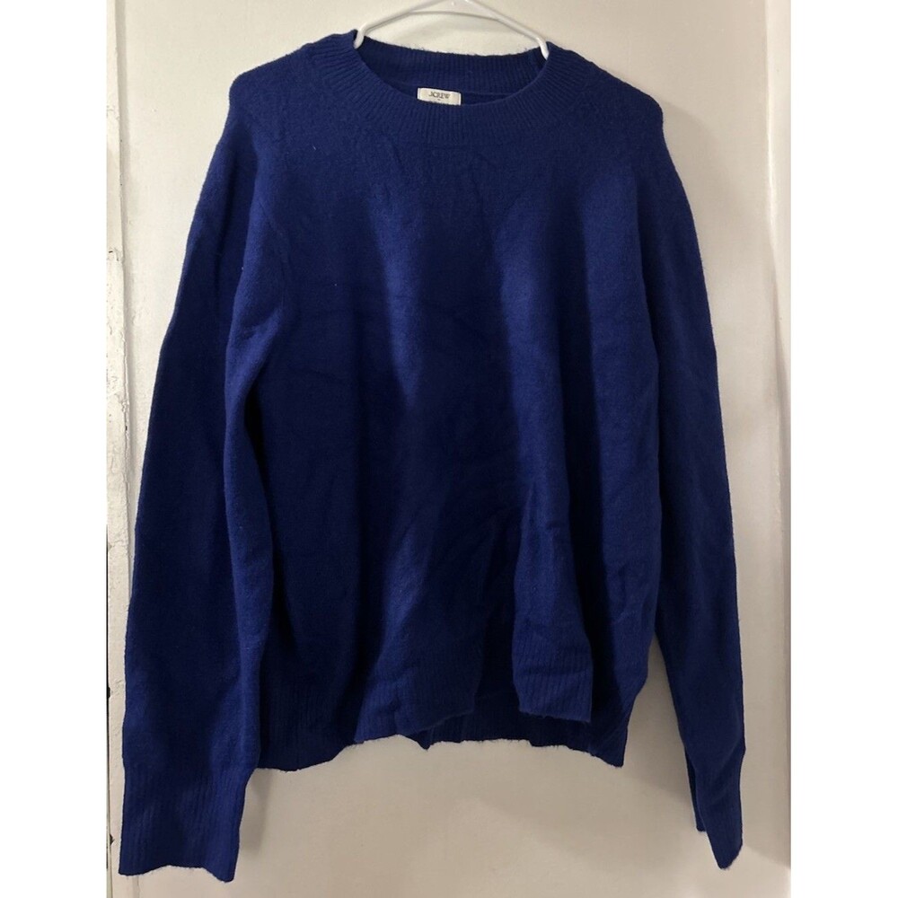 J.Crew Extra Soft Crewneck Sweater Royal Blue XL Acrylic Blend Ribbed Neck, Cuff
